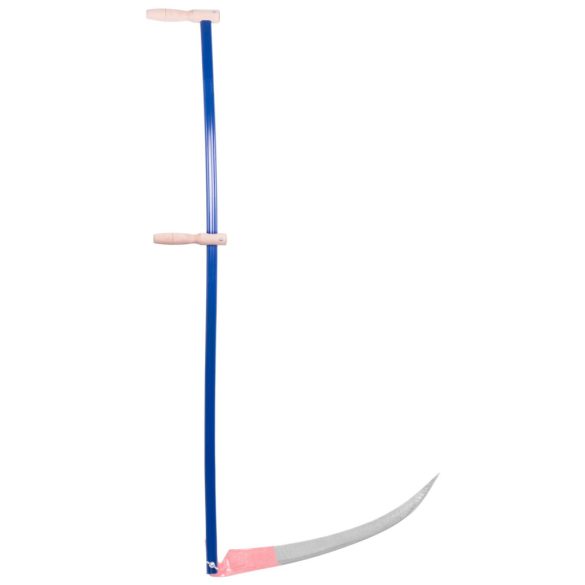 Kaszanyél, Strend Pro Garden, 145 cm, kék, porfestett acél, 2 fa markolat, korrózióálló, univerzális csatlakozás