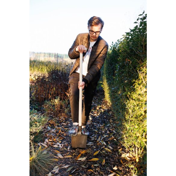 Ásó, Strend Pro Garden Gardex, hegyes fej, sötétszürke, kovácsolt acél fej, fa nyél, T markolat