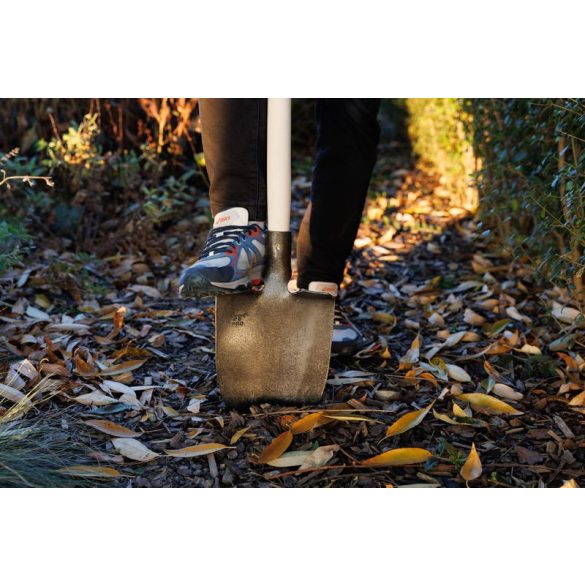 Ásó, Strend Pro Garden Gardex, hegyes fej, sötétszürke, kovácsolt acél fej, fa nyél, T markolat