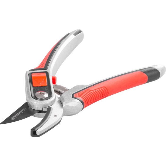 Metszőolló, Strend Pro Garden PS814, szürke/piros, 215 mm, alumínium test, acél penge, maximum 15 mm átmérő
