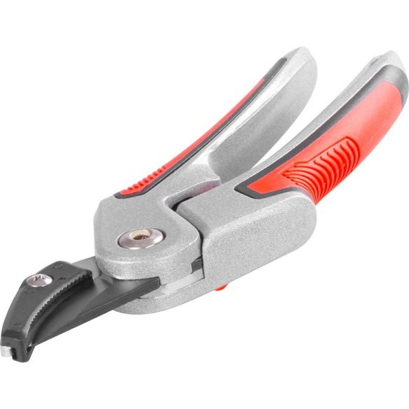 Metszőolló, Strend Pro Garden PS814, szürke/piros, 215 mm, alumínium test, acél penge, maximum 15 mm átmérő