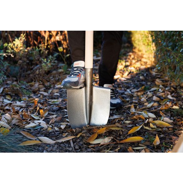 Ásó, Strend Pro Garden S506.WH, hegyes fej, szürke, acél fej, fa nyél, T markolat