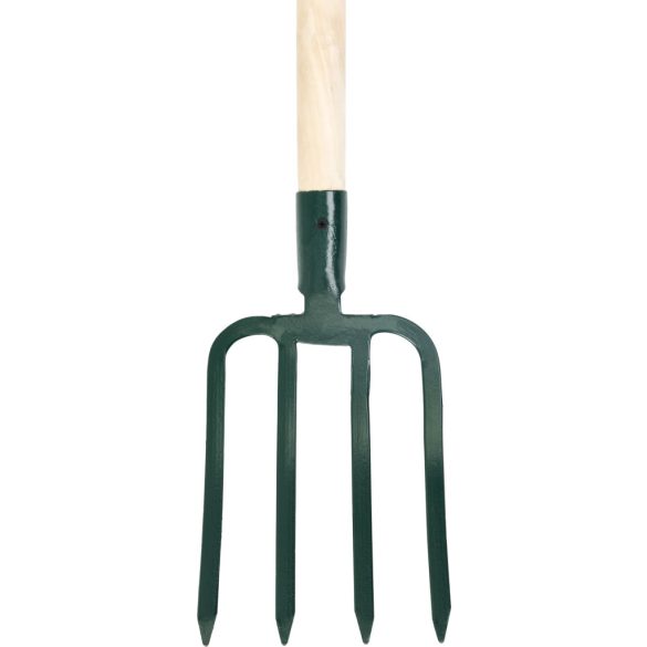 Villa, Strend Pro Garden Angarden, zöld, acél fej, fa nyél, 4 ágú, D markolat