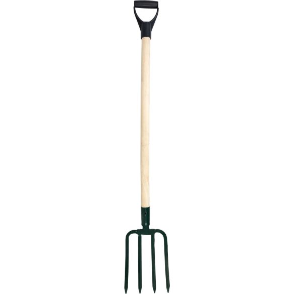 Villa, Strend Pro Garden Angarden, zöld, acél fej, fa nyél, 4 ágú, D markolat