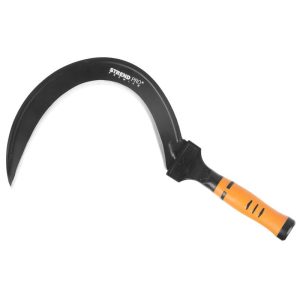 Sarló, Strend Pro Premium, 45 cm, fekete/narancssárga, kovácsolt acél penge, pengehossz: 35 cm, műanyag gumírozott nyél