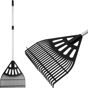 Lombseprű, gereblye, Strend Pro Garden DLR-810, fekete/ezüst, 22 fogú, műanyag fej, alumínium nyél, 31 cm munkaszélesség, 104-136 cm nyél, teleszkópos nyél