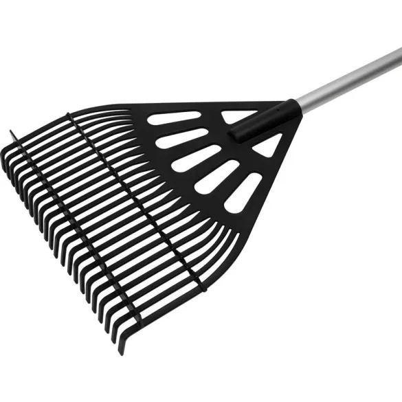 Lombseprű, gereblye, Strend Pro Garden DLR-810, fekete/ezüst, 22 fogú, műanyag fej, alumínium nyél, 31 cm munkaszélesség, 104-136 cm nyél, teleszkópos nyél