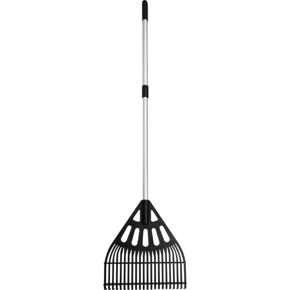 Lombseprű, gereblye, Strend Pro Garden DLR-810, fekete/ezüst, 22 fogú, műanyag fej, alumínium nyél, 31 cm munkaszélesség, 104-136 cm nyél, teleszkópos nyél