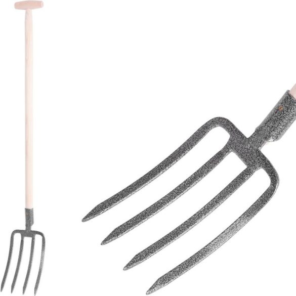 Villa, Strend Pro Garden GD-029O, szürke, acél fej, fa nyél, 4 ágú, T markolat