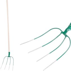   Villa, Strend Pro Garden F124, zöld, acél fej, fa nyél, 4 ágú, fogantyúval