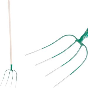 Villa, Strend Pro Garden F124, zöld, acél fej, fa nyél, 4 ágú, fogantyúval