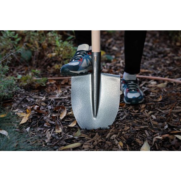 Ásó, Strend Pro Garden S506.WH, hegyes fej, szürke, acél fej, egyenes fa nyél