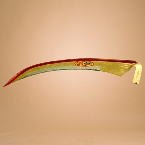 Kaszapenge, Styria 55, 80 cm, ezüst, kovácsolt acél, hagyományos kivitel, íves, hegyes végű, kézi használatra, nyél nélkül