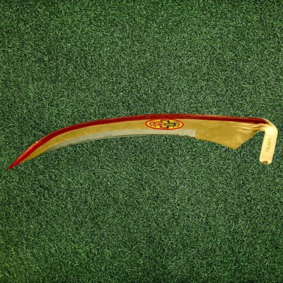 Kaszapenge, Styria 55, 80 cm, ezüst, kovácsolt acél, hagyományos kivitel, íves, hegyes végű, kézi használatra, nyél nélkül