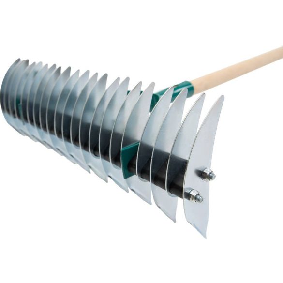 Kerti gereblye, Strend Pro Garden R1151, 11/21 fogú, acél fej, fa nyél, 35,5 cm munkaszélesség, 177,5 cm nyél, gyepszellőztető, mohaeltávolításhoz, kétoldalas