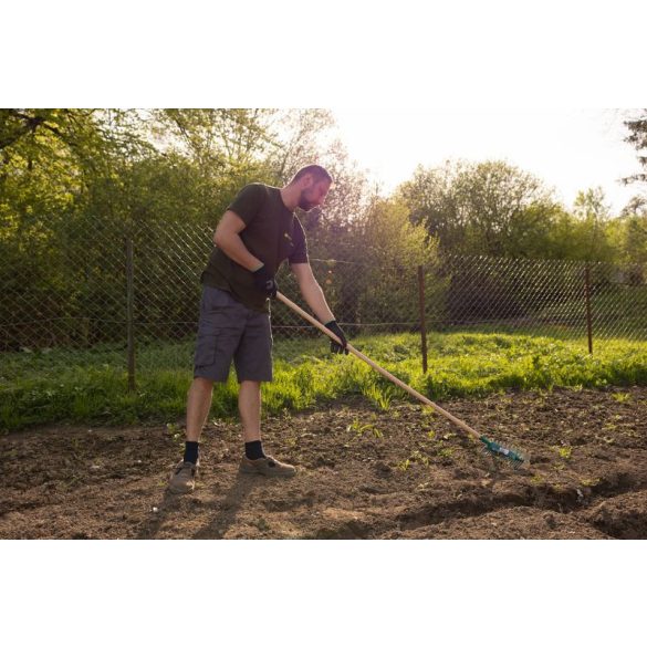 Kerti gereblye, Strend Pro Garden R1151, 11/21 fogú, acél fej, fa nyél, 35,5 cm munkaszélesség, 177,5 cm nyél, gyepszellőztető, mohaeltávolításhoz, kétoldalas
