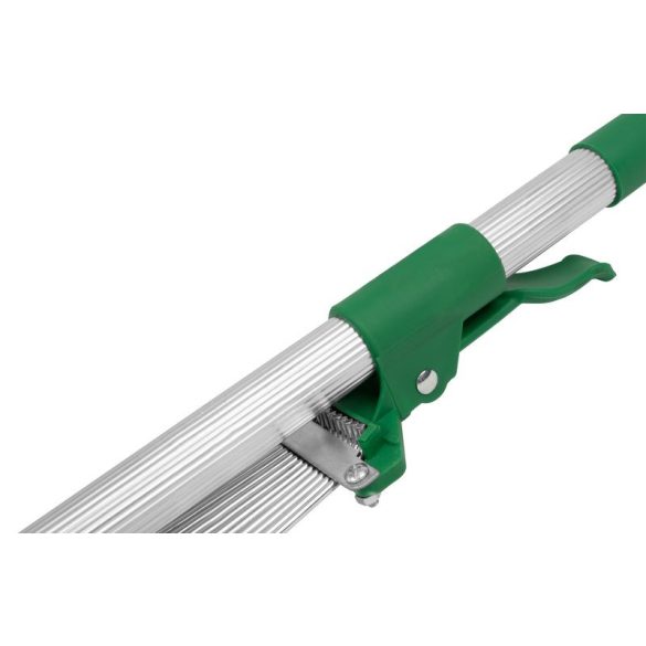 Lombseprű, gereblye, Strend Pro Garden, ezüst, 15 fogú, acél fej, alumínium nyél, 19-54 cm munkaszélesség, 78–158 cm nyél, állítható szélesség, teleszkópos nyél