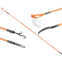   Gyümölcsszedő, Strend Pro Garden GT7031, narancssárga, teleszkópos nyél, 150-360 cm, fém nyél, zsákkal és szűrővel, fűrész rögzíthető
