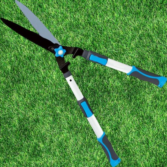 Sövényvágó olló, Aquacraft 370213, fehér/fekete, 72,3 cm, alumínium nyél, hullámos acél penge, teleszkópos