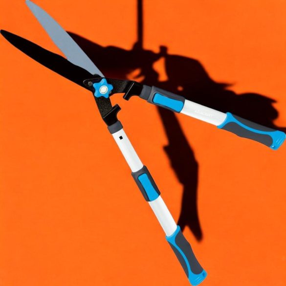 Sövényvágó olló, Aquacraft 370213, fehér/fekete, 72,3 cm, alumínium nyél, hullámos acél penge, teleszkópos