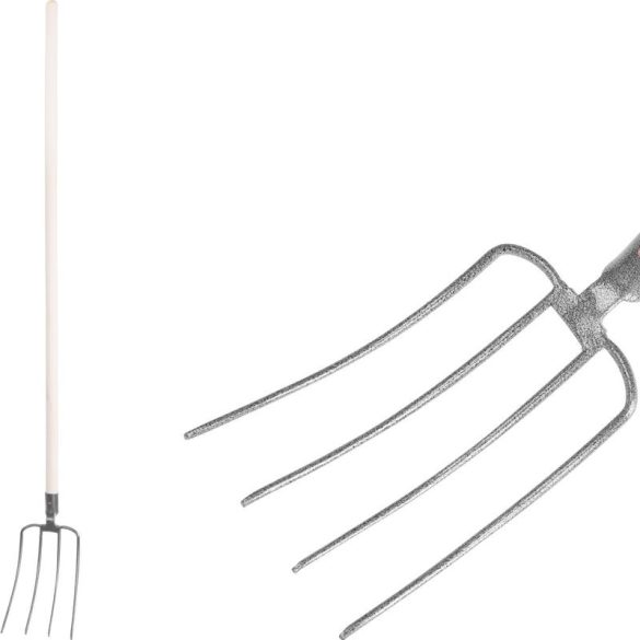 Villa, Strend Pro Garden F104KX.WH, szürke, acél fej, lakkozott fa nyél, 4 ágú, fogantyúval