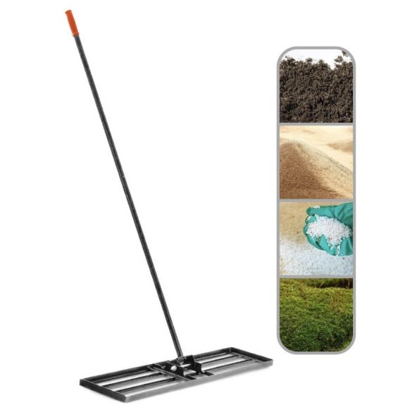 Kerti gereblye, Strend Pro Garden, 60 x 40 x 150 cm, gyepszintező, simító éllel