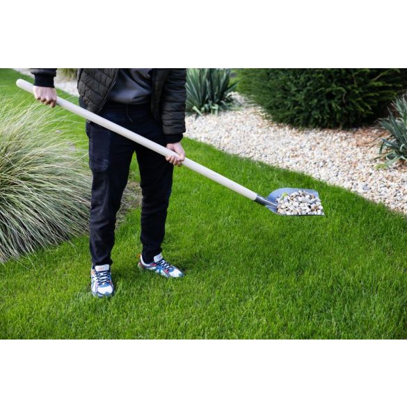 Lapát, Strend Pro Garden S504-4.WH, szürke, 150 cm, 27 x 22 cm, acél fej, fa nyél, egyenes