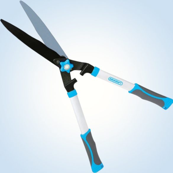 Sövényvágó olló, Aquacraft 371213, fehér/fekete, 71 cm, alumínium nyél, hullámos acél penge, teleszkópos