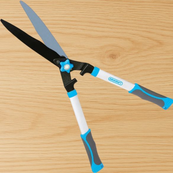 Sövényvágó olló, Aquacraft 371213, fehér/fekete, 71 cm, alumínium nyél, hullámos acél penge, teleszkópos