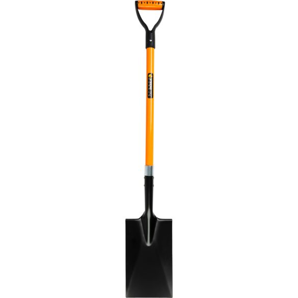 Ásó, Strend Pro Garden, egyenes fej, fekete/sárga, acél fej, üvegszálas nyél, D markolat