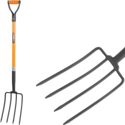   Villa, Strend Pro Garden, fekete/narancssárga, acél fej, üvegszálas nyél, 4 ágú, D markolat