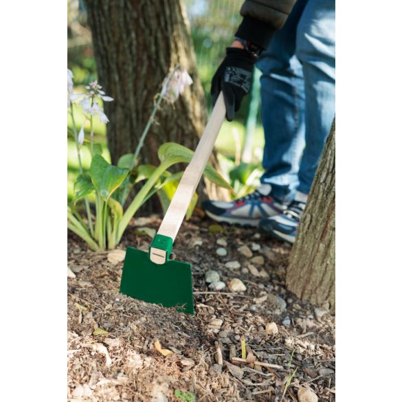 Kerti kapa, Fed, sötétzöld, egyenes, 120 cm nyél, 14,5 cm munkaszélesség, acél fej, fa nyél