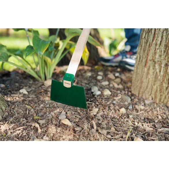 Kerti kapa, Fed, sötétzöld, egyenes, 120 cm nyél, 14,5 cm munkaszélesség, acél fej, fa nyél