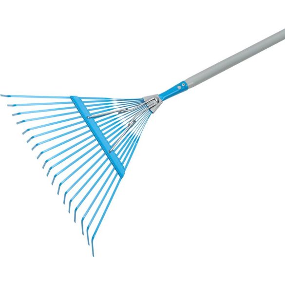 Lombseprű, gereblye, Aquacraft 380362, kék/ezüst, 18 fogú, acél fej, alumínium nyél, 47 cm munkaszélesség, 120 cm nyél