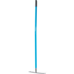   Kerti gereblye, Aquacraft 380382, kék/szürke, 14 fogú, acél fej, fém nyél, 36 cm munkaszélesség, 140 cm nyél