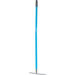 Kerti gereblye, Aquacraft 380382, kék/szürke, 14 fogú, acél fej, fém nyél, 36 cm munkaszélesség, 140 cm nyél