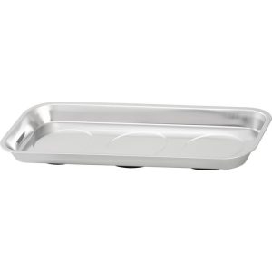 Mágneses csavartálca, Strend Pro, ezüst, 16 × 36 cm, rozsdamentes acél, 3 db gumiborítású mágnes, karcálló felület