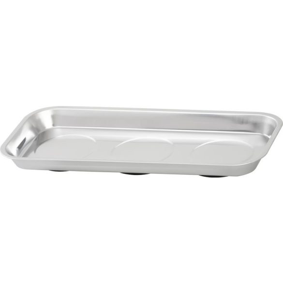 Mágneses csavartálca, Strend Pro, ezüst, 16 × 36 cm, rozsdamentes acél, 3 db gumiborítású mágnes, karcálló felület