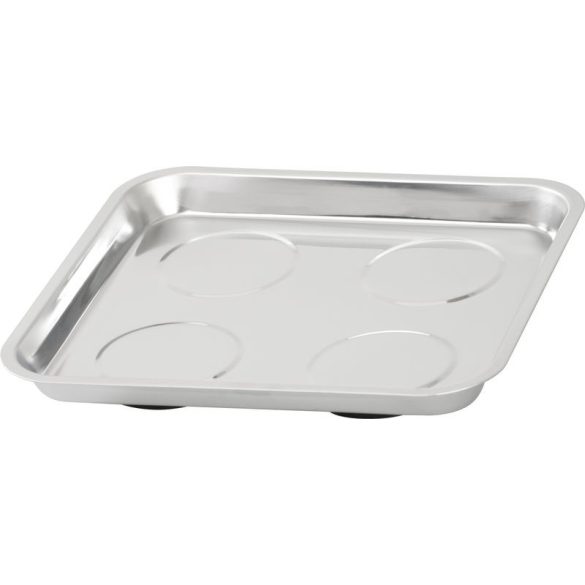 Mágneses csavartálca, Strend Pro, ezüst, 27 × 29,2 cm, rozsdamentes acél, 4 db gumiborítású mágnes, karcálló felület