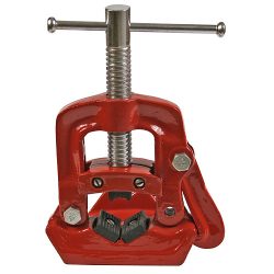   Asztali csőszerelő satu, Strend Pro Cork PV3401, piros, 10–73 mm, acél pofákkal, csőhajlító segédfuratokkal, megerősített oldallemezekkel, csövekhez