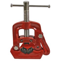   Asztali csőszerelő satu, Strend Pro Cork PV3401, piros, 10–90 mm, acél pofákkal, csőhajlító segédfuratokkal, megerősített oldallemezekkel, csövekhez