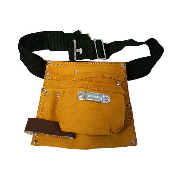 Szerszámtartó övtáska, Strend Pro HR68404, barna, bőr, övre, 1 zseb, fekete bilinccsel, szerszámokhoz