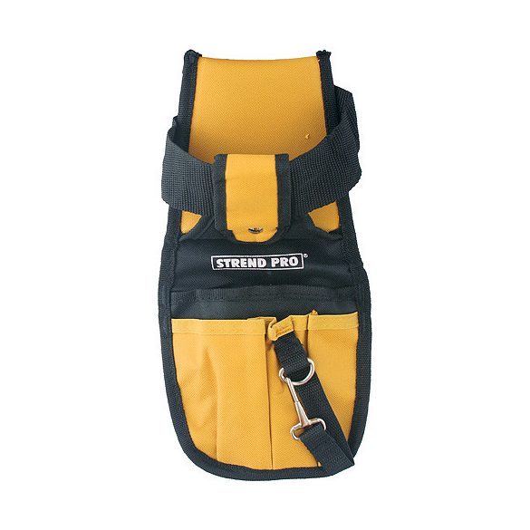 Szerszámtartó övtáska, Strend Pro TB-1012, 30,5 x 15,5 cm, sárga/fekete, övre rögzíthető, több rekeszes, praktikus