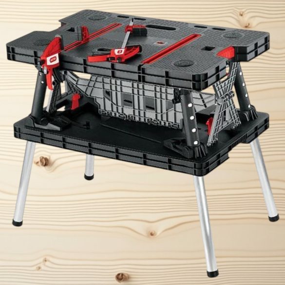 Munkaasztal, Keter 17182239, fekete, 85 x 55 x 75,5 cm, hordozható, polipropilén műanyag, összecsukható, 453 kg teherbírás