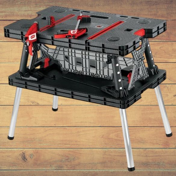 Munkaasztal, Keter 17182239, fekete, 85 x 55 x 75,5 cm, hordozható, polipropilén műanyag, összecsukható, 453 kg teherbírás