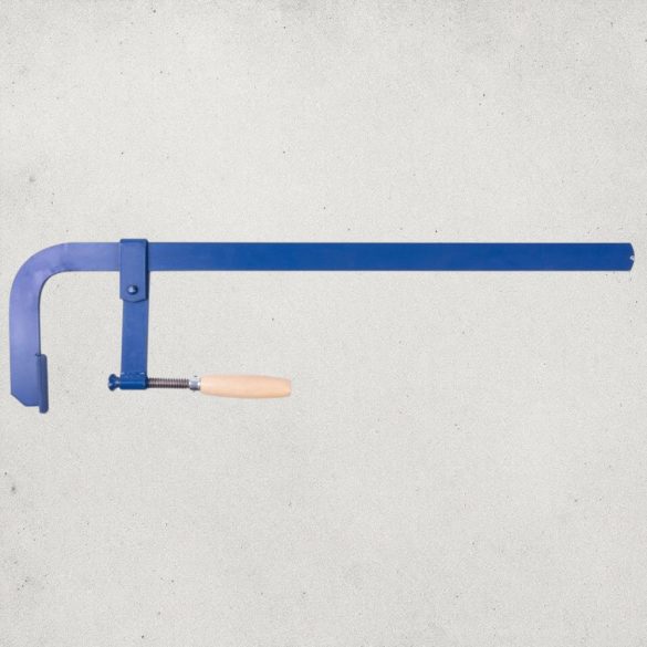 Asztalos szorító, Metalkov, kék, 400 mm, acél rúd, fa markolat, TR 18 x 4 menetes szár, fa ragasztásához