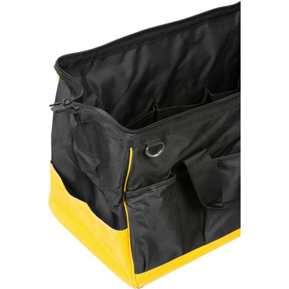 Szerszámos táska, Strend Pro TB-2013, 47 x 29,5 x 25 cm, fekete/sárga, textil, cipzáras, vállpánttal, szerszámokhoz