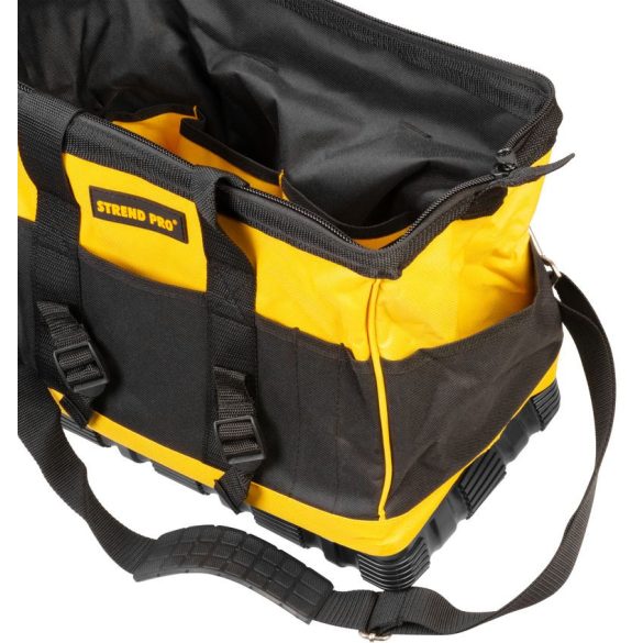 Szerszámos táska, Strend Pro TB-2014, 40 x 20 x 36 cm, fekete/sárga, szerszámokhoz, textil, cipzáras, vállpántos