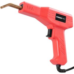   Elektromos műanyaghegesztő pisztoly, Strend Pro, piros, 43 W, 200 db kapoccsal, fogóval és letörő késsel, műanyag hordtáskában