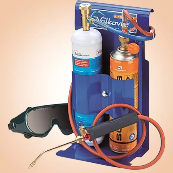 Autogén hegesztőkészlet, Kemper 555D, 600 ml, hordozható, 0,5 mm fúvóka + 0,65 mm tartalék fúvóka, 2 m tömlő, oxigén és Supergas patron